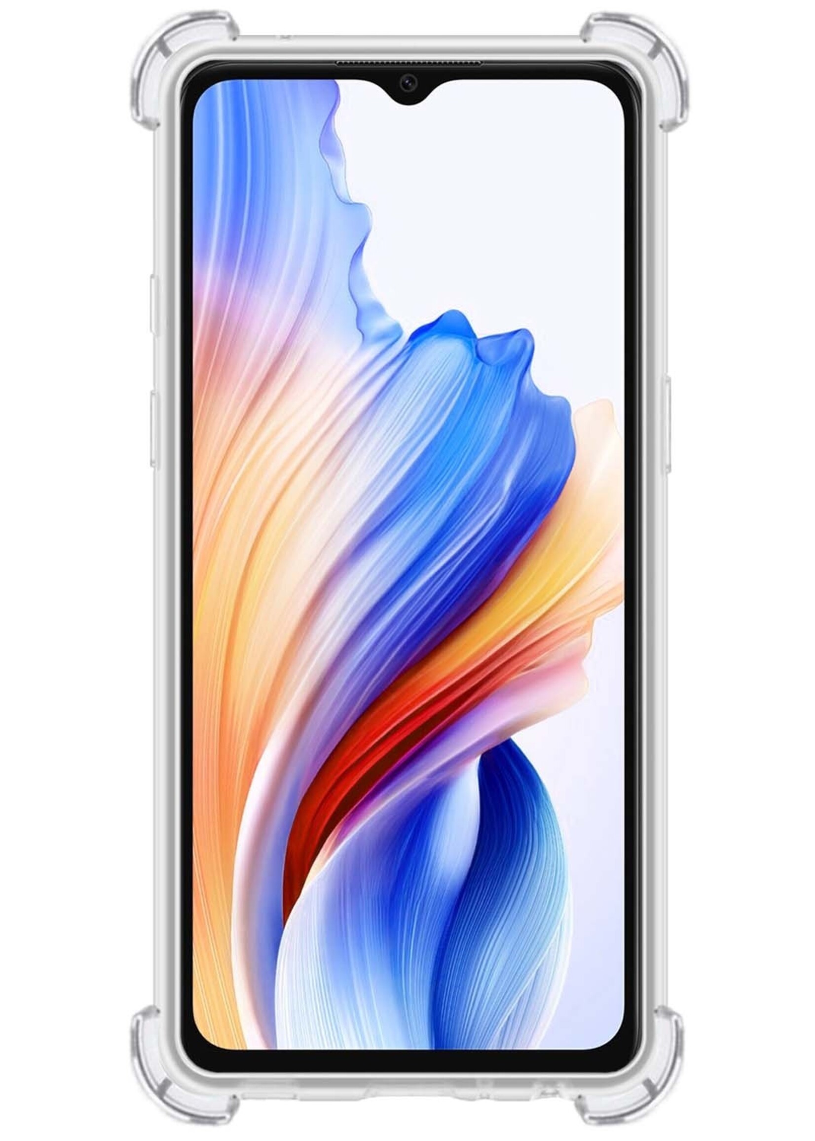BTH Hoesje Geschikt voor OPPO A18 Hoesje Siliconen Shock Proof Case Hoes Met 2x Screenprotector - Hoes Geschikt voor OPPO A18 Hoes Cover Case Shockproof - Transparant