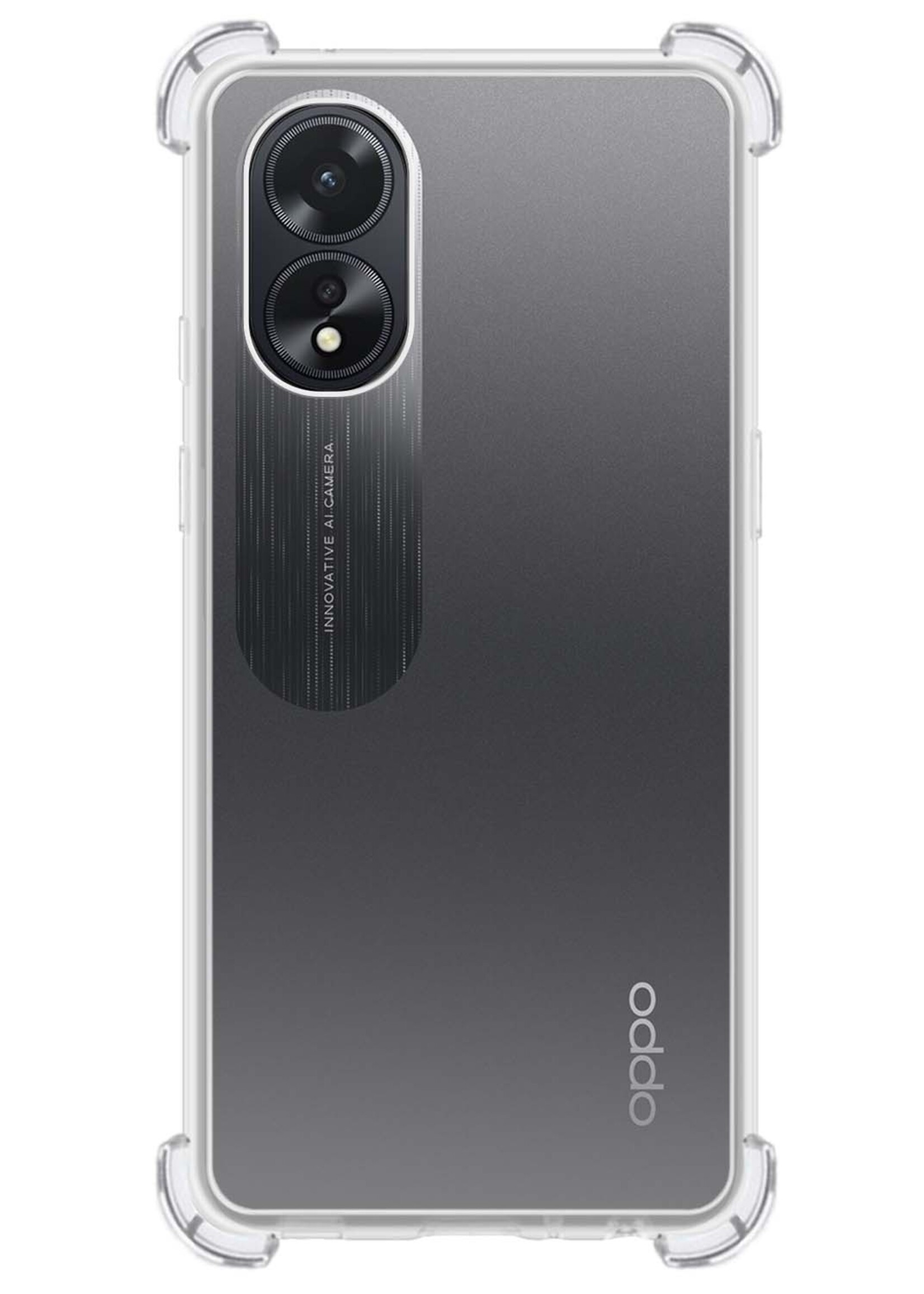 BTH Hoesje Geschikt voor OPPO A18 Hoesje Siliconen Shock Proof Case Hoes Met 2x Screenprotector - Hoes Geschikt voor OPPO A18 Hoes Cover Case Shockproof - Transparant