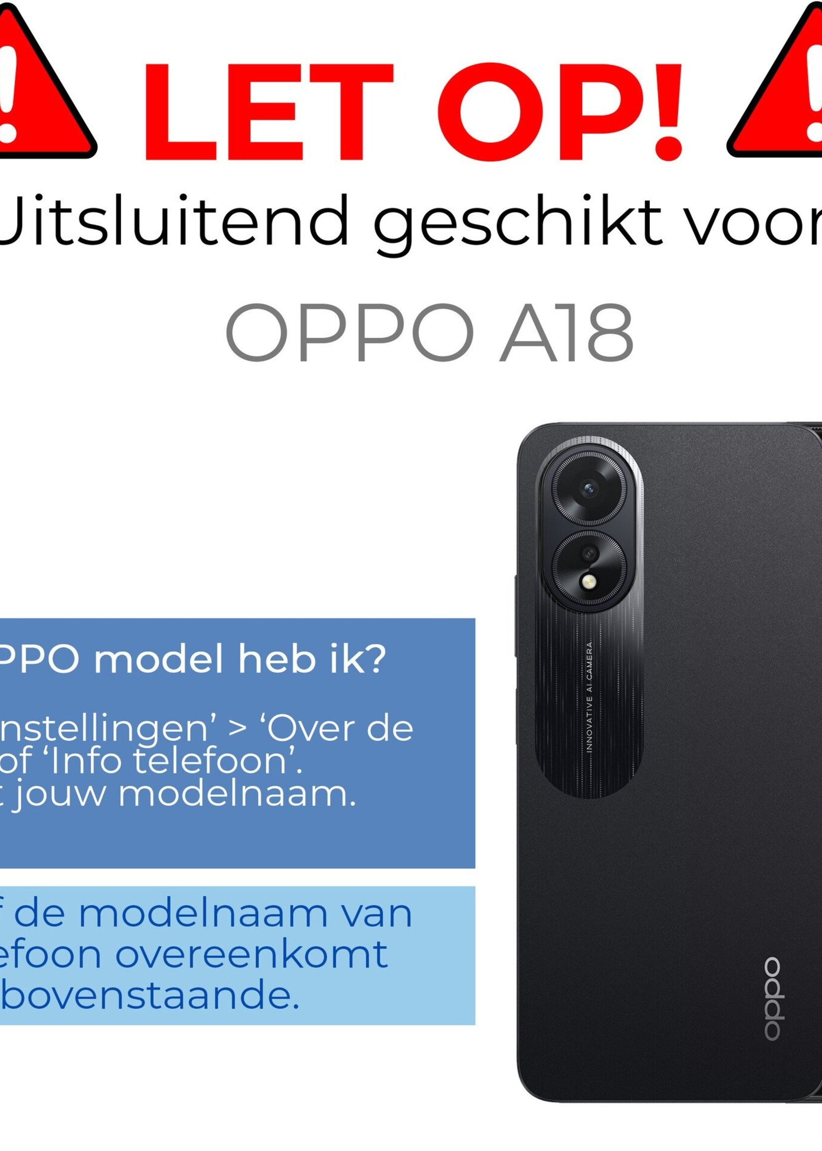 BTH Screenprotector Geschikt voor OPPO A18 Screenprotector Glas Gehard Tempered Glass - Screenprotector Geschikt voor OPPO A18 Screen Protector Screen Cover - 2 PACK
