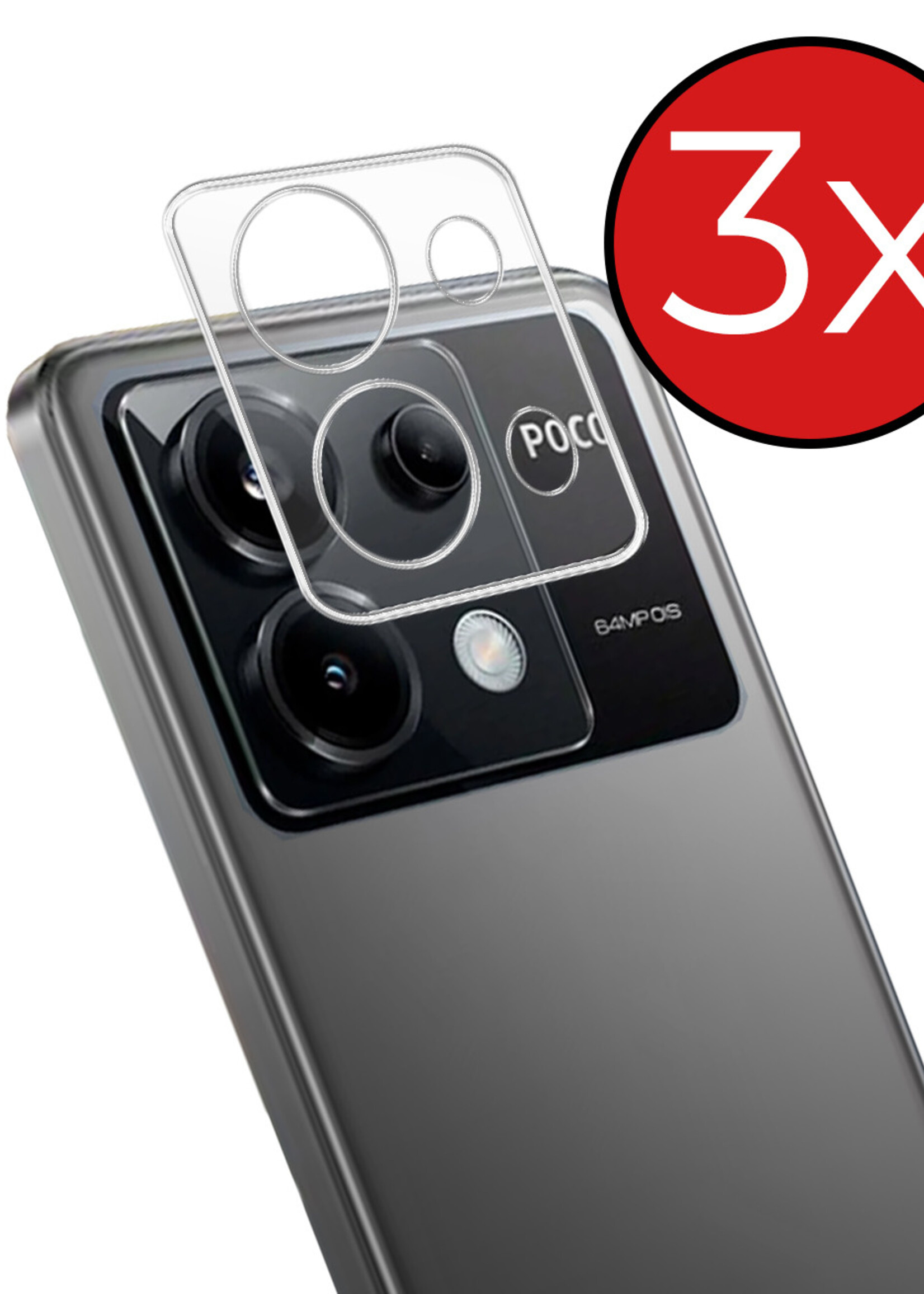 BTH Screenprotector Geschikt voor Xiaomi Poco X6 Camera Lens Screenprotector Glas - Screenprotector Geschikt voor Xiaomi Poco X6 5G Screenprotector Camera Protector Gehard Glas - 3 PACK