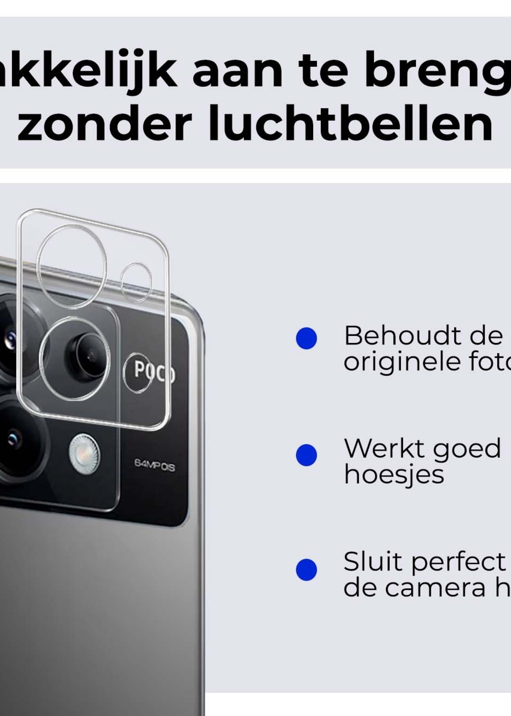 BTH Screenprotector Geschikt voor Xiaomi Poco X6 Camera Lens Screenprotector Glas - Screenprotector Geschikt voor Xiaomi Poco X6 5G Screenprotector Camera Protector Gehard Glas - 3 PACK
