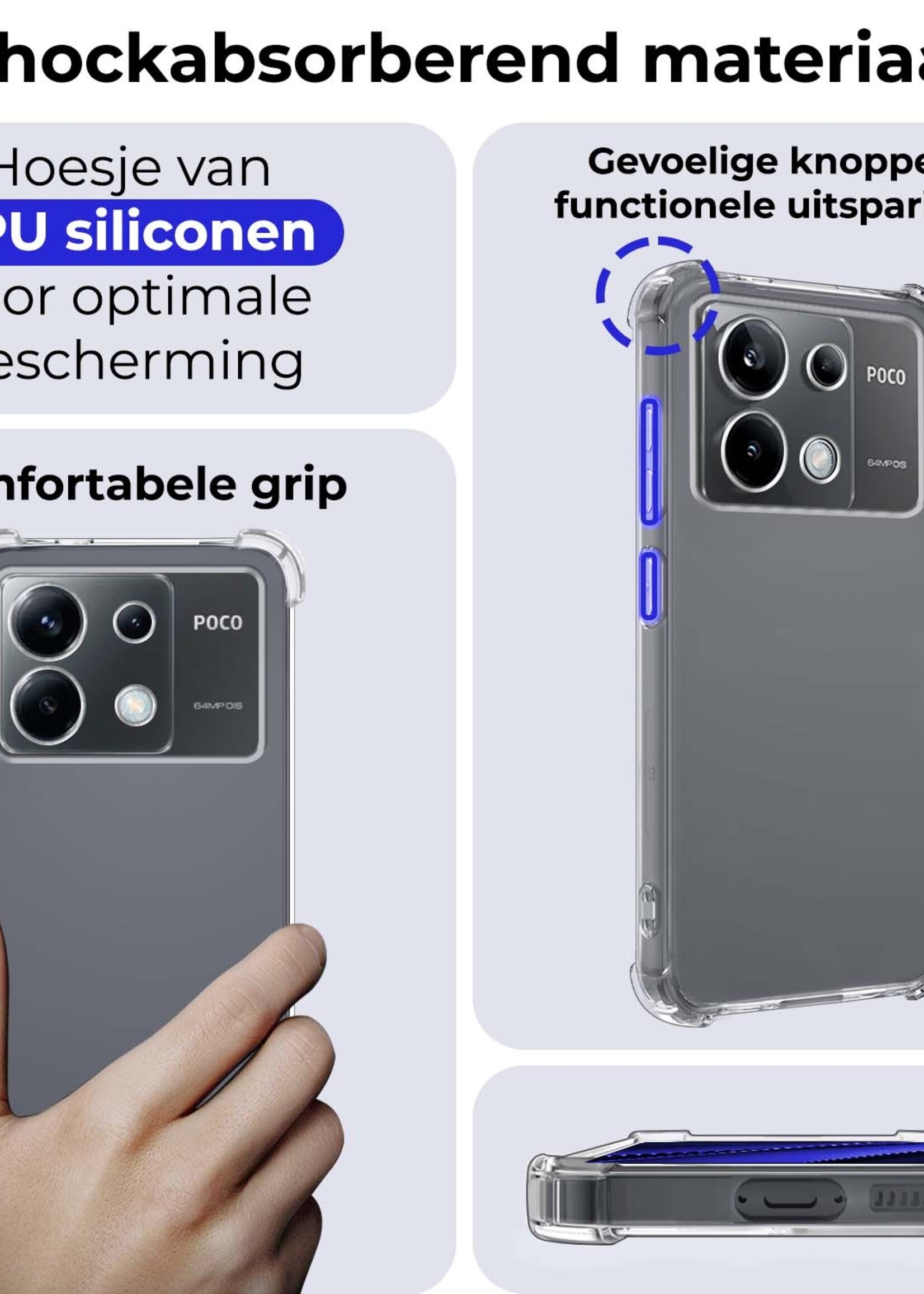 BTH Hoesje Geschikt voor Xiaomi Poco X6 Hoesje Siliconen Shock Proof Case Hoes - Hoes Geschikt voor Xiaomi Poco X6 5G Hoes Cover Case Shockproof - Transparant