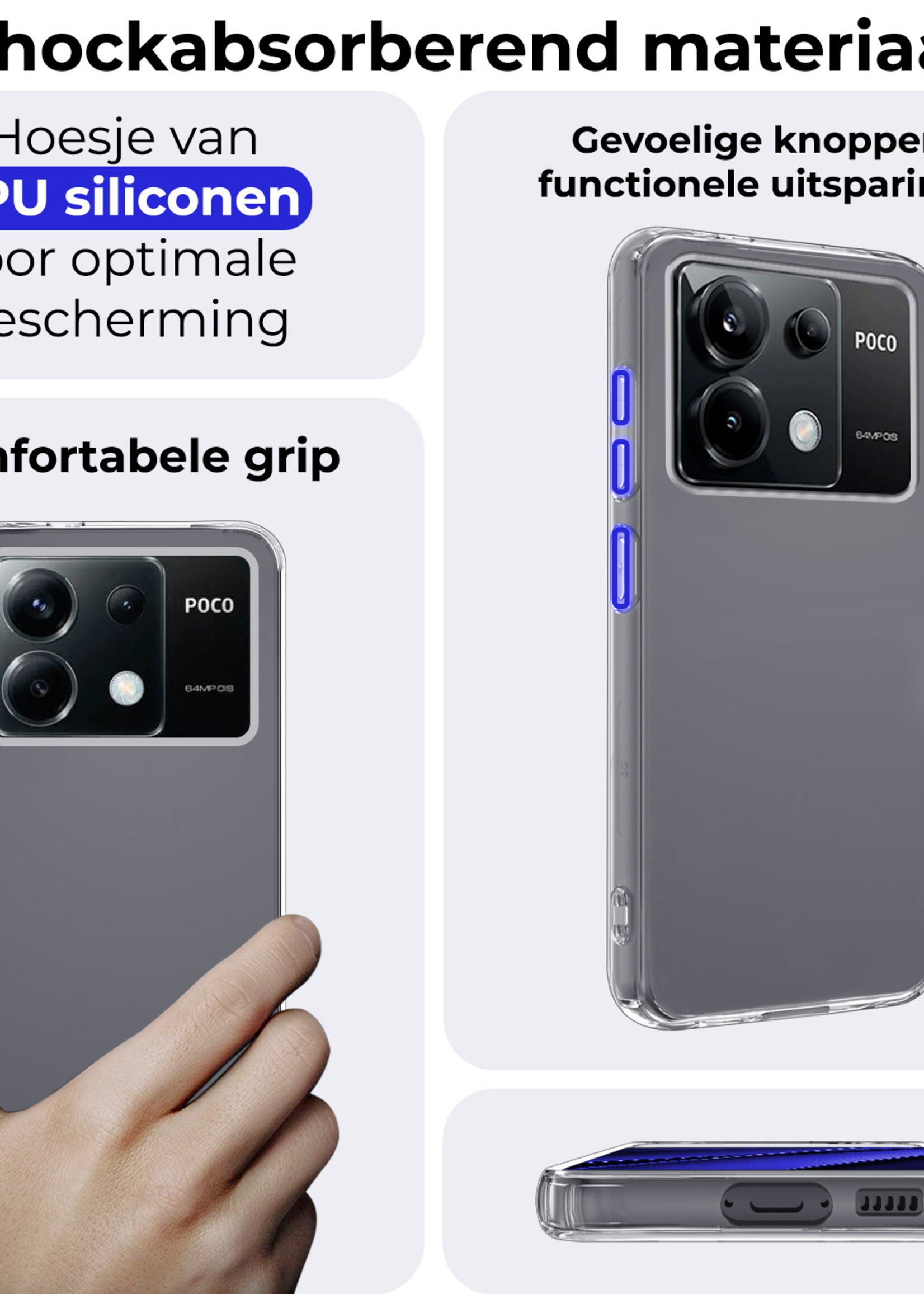 BTH Hoesje Geschikt voor Xiaomi Poco X6 Hoesje Siliconen Case Hoes - Hoes Geschikt voor Xiaomi Poco X6 5G Hoes Cover Case - Transparant