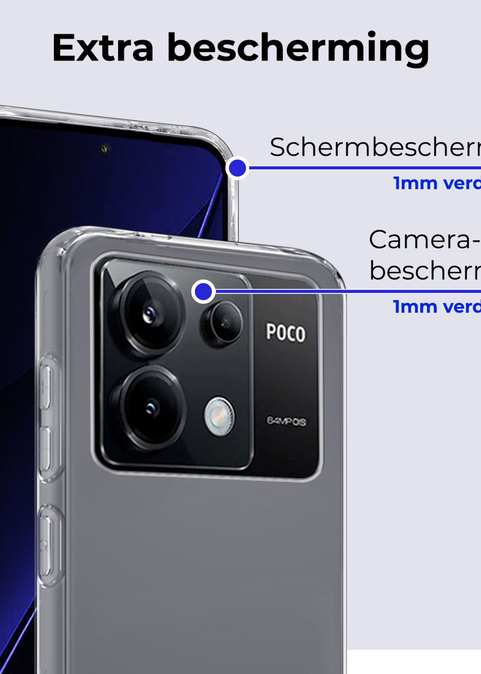 BTH Hoesje Geschikt voor Xiaomi Poco X6 Hoesje Siliconen Case Hoes - Hoes Geschikt voor Xiaomi Poco X6 5G Hoes Cover Case - Transparant - 2 PACK