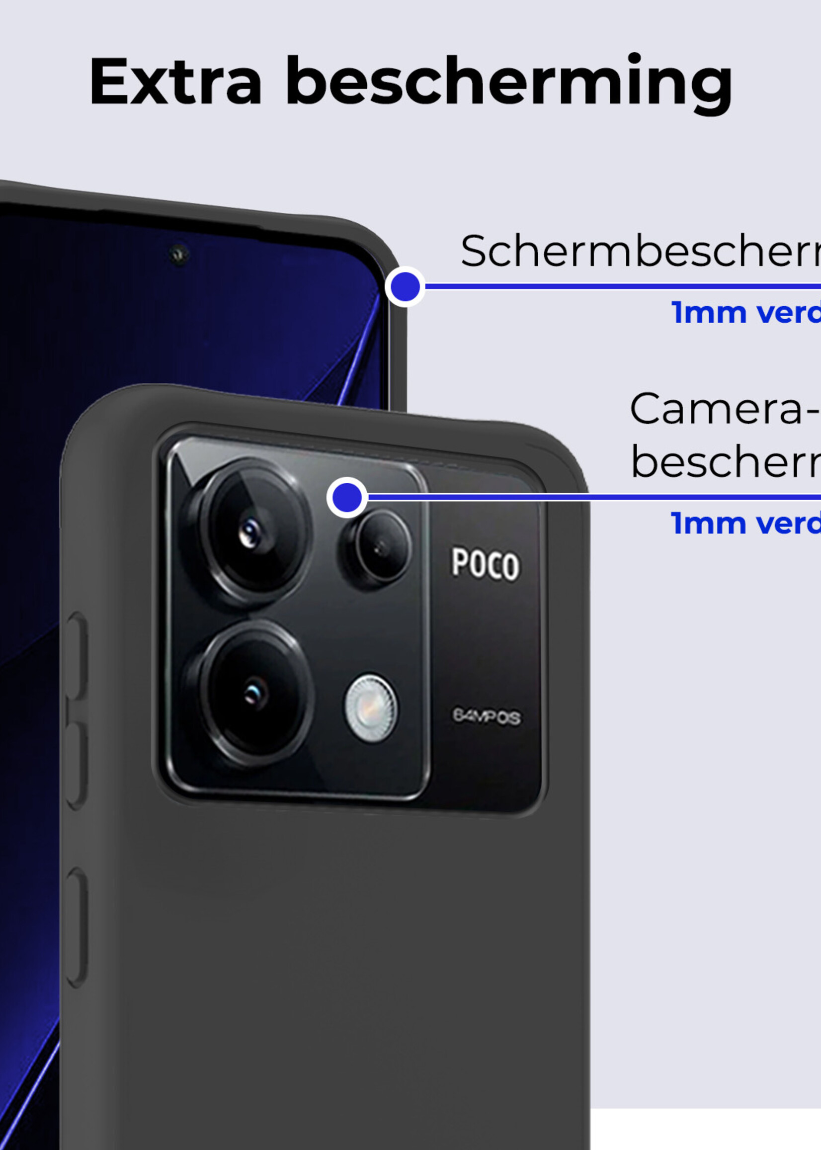 BTH Hoesje Geschikt voor Xiaomi Poco X6 Hoesje Siliconen Case Hoes - Hoes Geschikt voor Xiaomi Poco X6 5G Hoes Cover Case - Zwart - 2 PACK