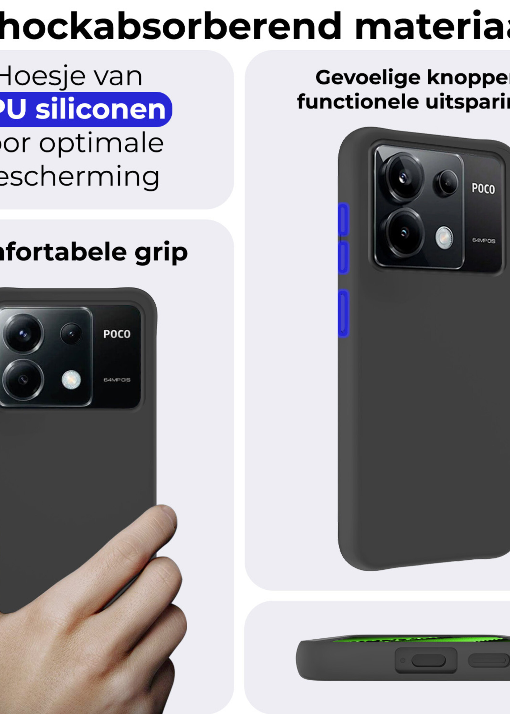 BTH Hoesje Geschikt voor Xiaomi Poco X6 Hoesje Siliconen Case Hoes - Hoes Geschikt voor Xiaomi Poco X6 5G Hoes Cover Case - Zwart - 2 PACK