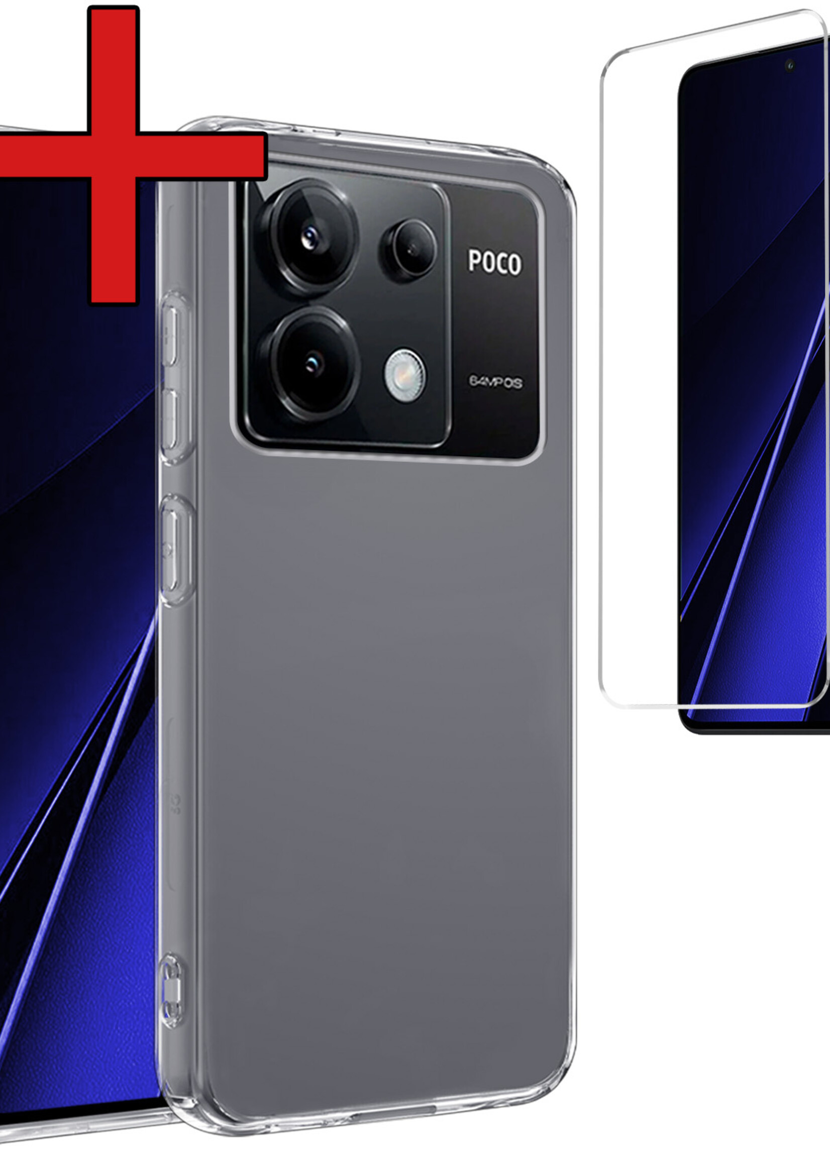 BTH Hoesje Geschikt voor Xiaomi Poco X6 Hoesje Siliconen Case Hoes Met Screenprotector - Hoes Geschikt voor Xiaomi Poco X6 5G Hoes Cover Case - Transparant