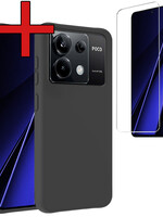 BTH BTH Xiaomi Poco X6 Hoesje Siliconen Met Screenprotector - Zwart