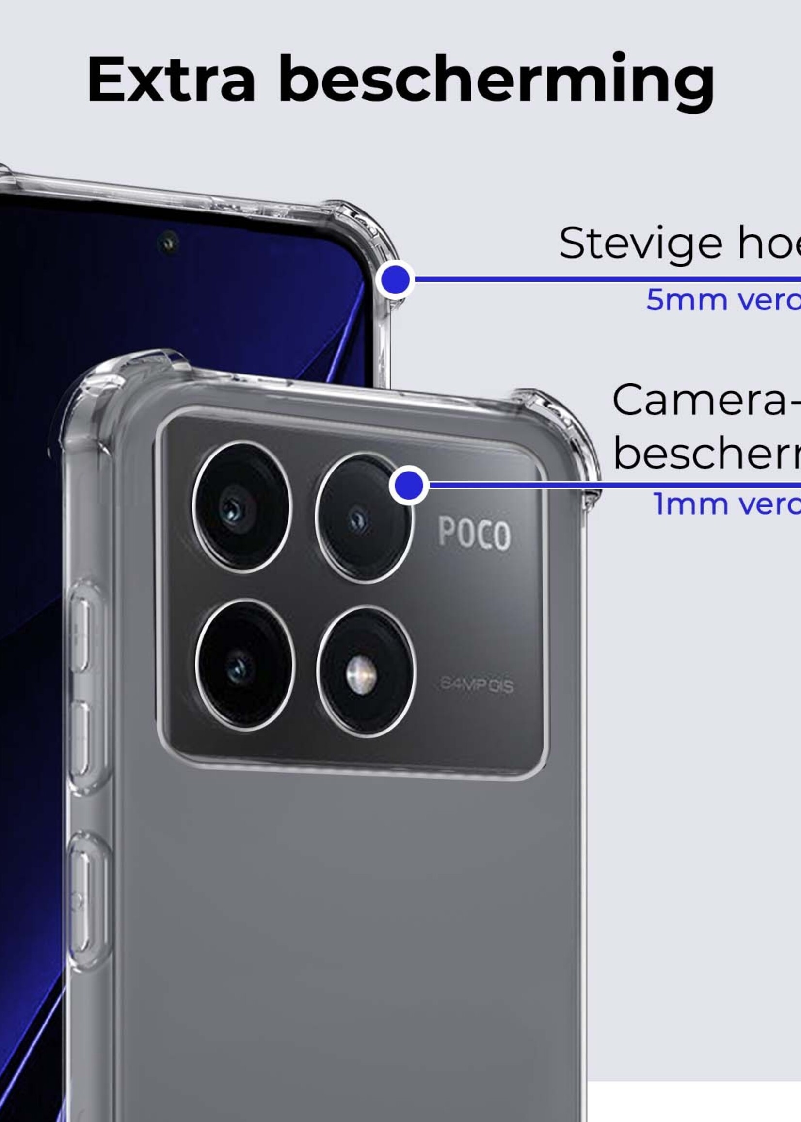 BTH Hoesje Geschikt voor Xiaomi Poco X6 Pro 5G Hoesje Siliconen Shock Proof Case Hoes - Hoes Geschikt voor Xiaomi Poco X6 Pro Hoes Cover Case Shockproof - Transparant