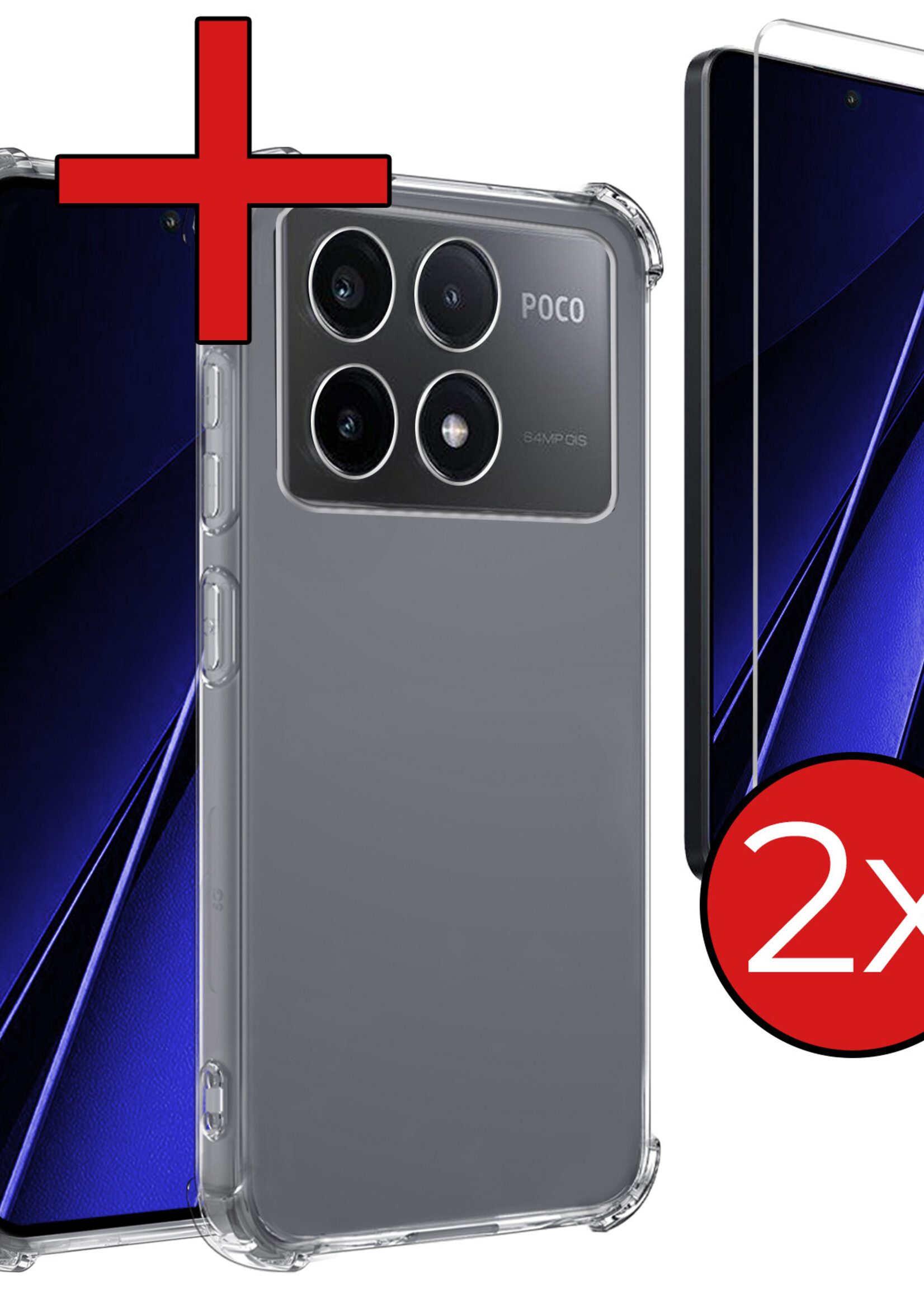 BTH Hoesje Geschikt voor Xiaomi Poco X6 Pro 5G Hoesje Siliconen Shock Proof Case Hoes Met 2x Screenprotector - Hoes Geschikt voor Xiaomi Poco X6 Pro Hoes Cover Case Shockproof - Transparant