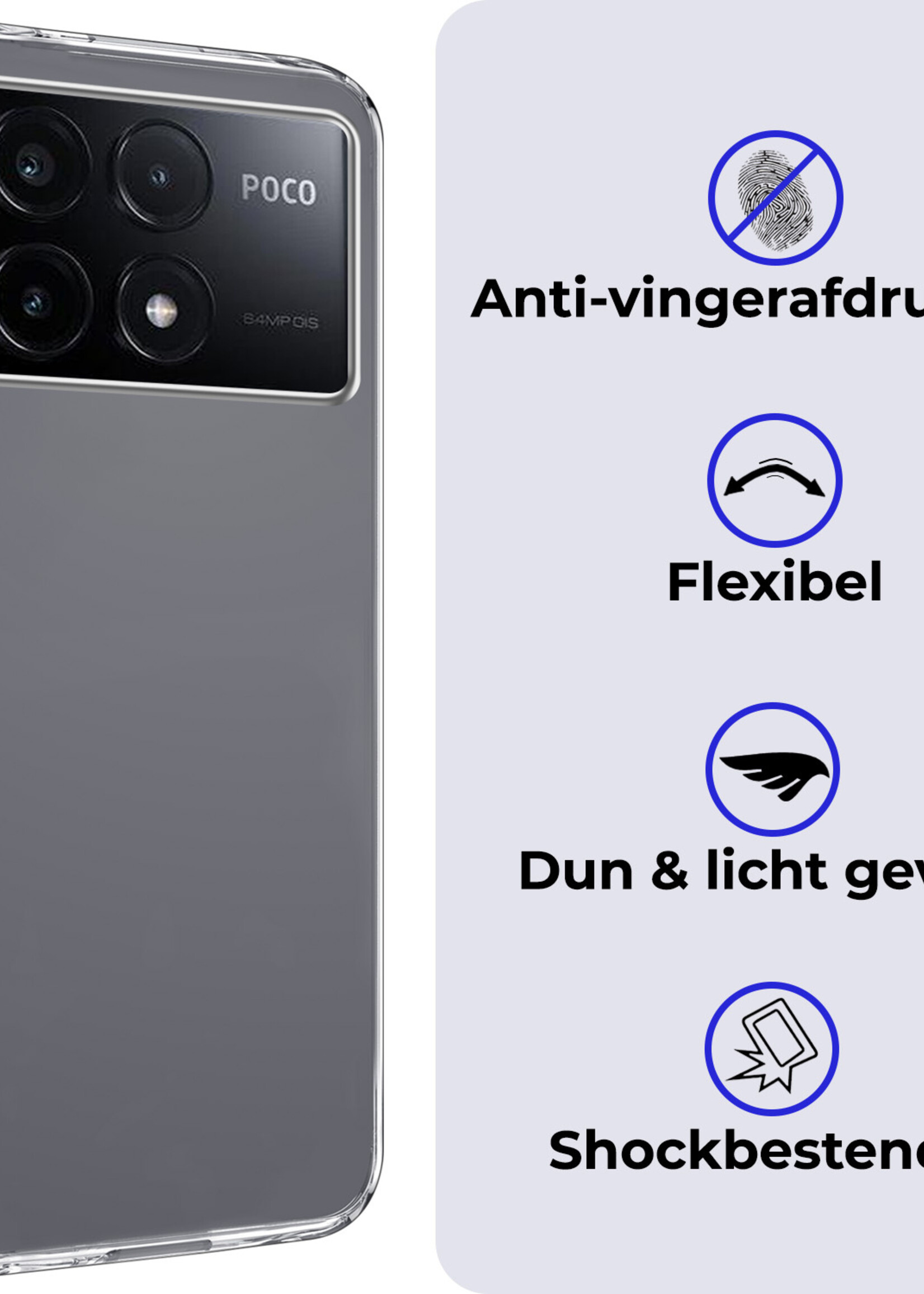 BTH Hoesje Geschikt voor Xiaomi Poco X6 Pro 5G Hoesje Siliconen Case Hoes - Hoes Geschikt voor Xiaomi Poco X6 Pro Hoes Cover Case - Transparant