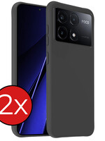 BTH BTH Xiaomi Poco X6 Pro Hoesje Siliconen - Zwart - 2 PACK