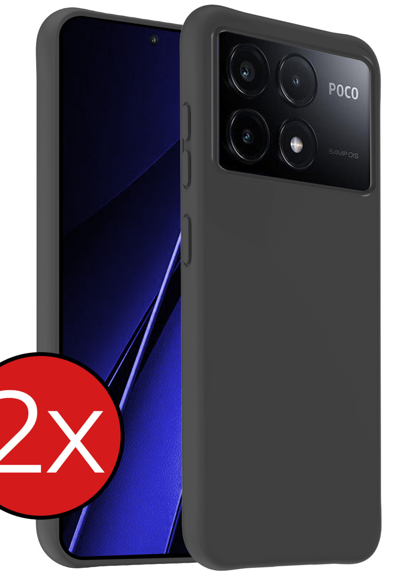 BTH Hoesje Geschikt voor Xiaomi Poco X6 Pro 5G Hoesje Siliconen Case Hoes - Hoes Geschikt voor Xiaomi Poco X6 Pro Hoes Cover Case - Zwart - 2 PACK