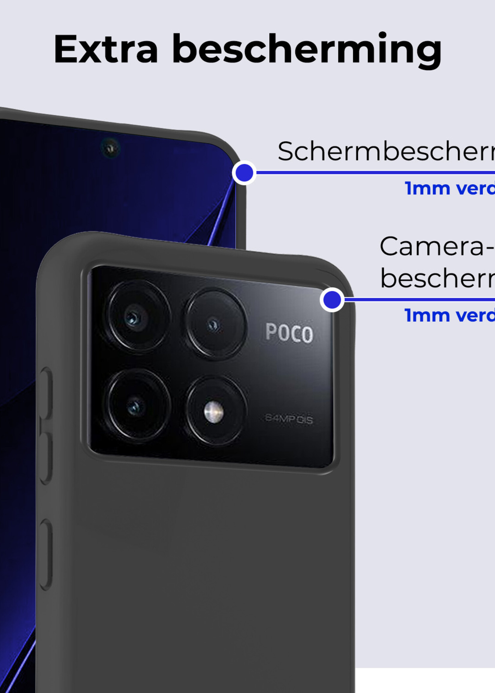 BTH Hoesje Geschikt voor Xiaomi Poco X6 Pro 5G Hoesje Siliconen Case Hoes - Hoes Geschikt voor Xiaomi Poco X6 Pro Hoes Cover Case - Zwart - 2 PACK