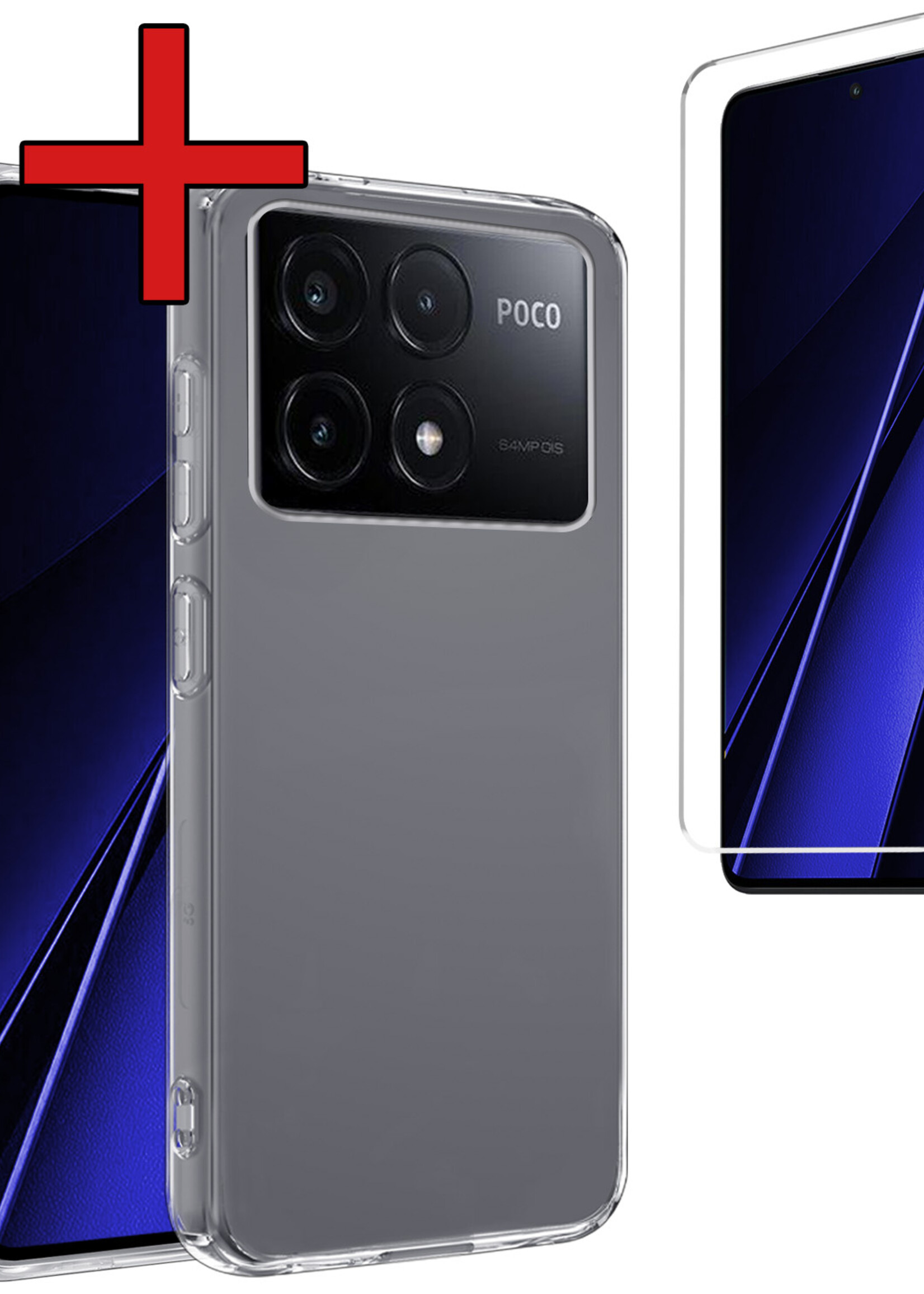 BTH Hoesje Geschikt voor Xiaomi Poco X6 Pro 5G Hoesje Siliconen Case Hoes Met Screenprotector - Hoes Geschikt voor Xiaomi Poco X6 Pro Hoes Cover Case - Transparant