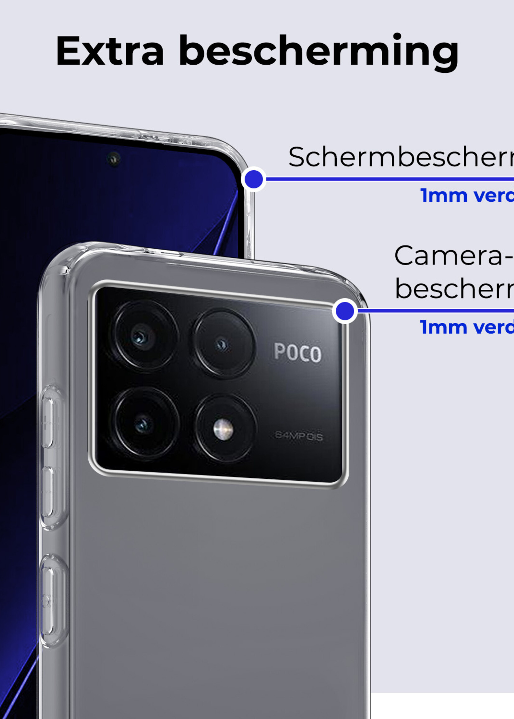 BTH Hoesje Geschikt voor Xiaomi Poco X6 Pro 5G Hoesje Siliconen Case Hoes Met Screenprotector - Hoes Geschikt voor Xiaomi Poco X6 Pro Hoes Cover Case - Transparant