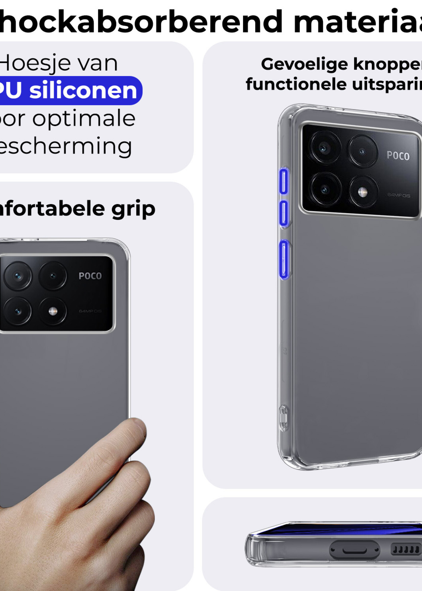 BTH Hoesje Geschikt voor Xiaomi Poco X6 Pro 5G Hoesje Siliconen Case Hoes Met Screenprotector - Hoes Geschikt voor Xiaomi Poco X6 Pro Hoes Cover Case - Transparant