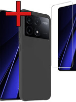 BTH BTH Xiaomi Poco X6 Pro Hoesje Siliconen Met Screenprotector - Zwart