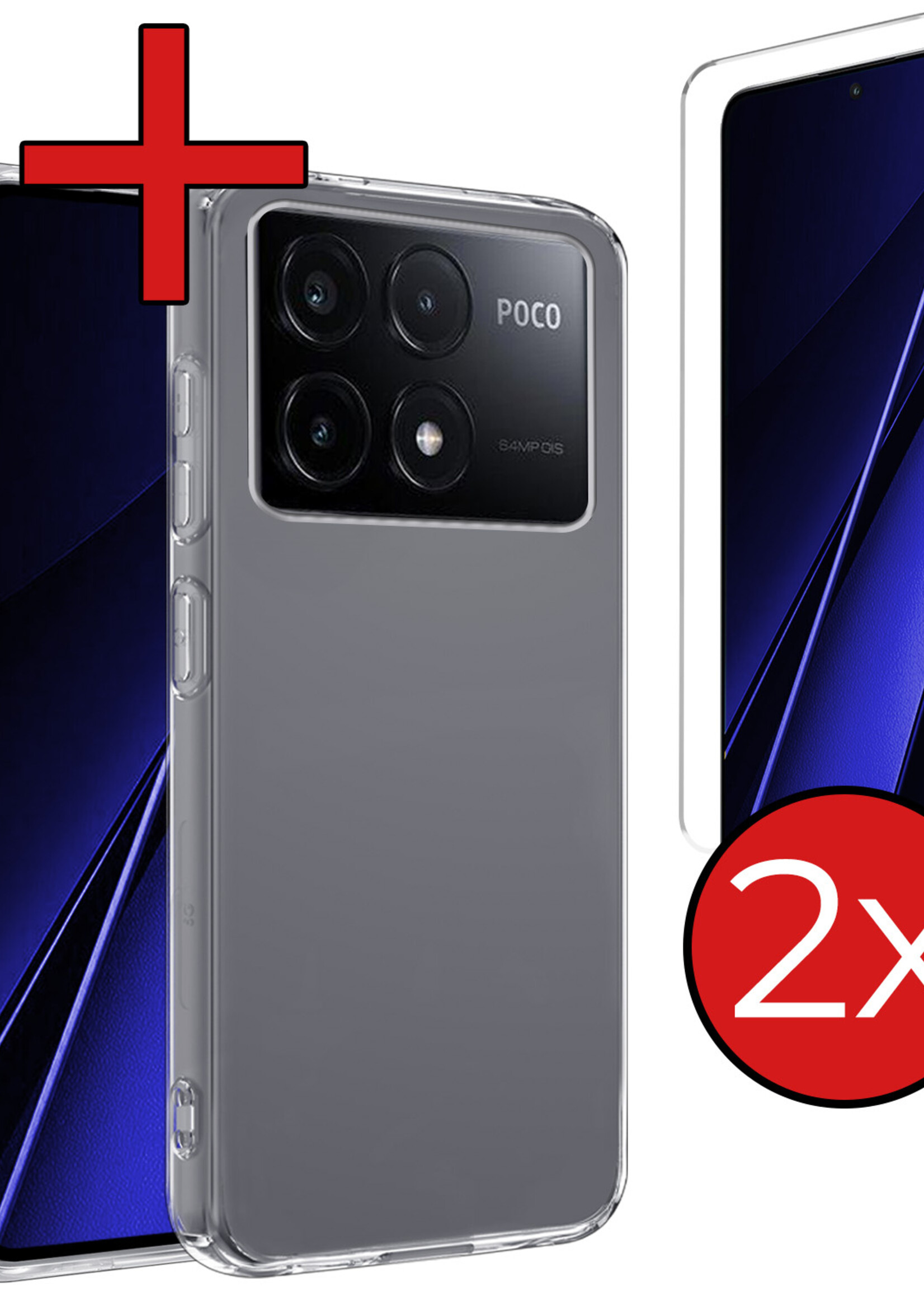 BTH Hoesje Geschikt voor Xiaomi Poco X6 Pro 5G Hoesje Siliconen Case Hoes Met 2x Screenprotector - Hoes Geschikt voor Xiaomi Poco X6 Pro Hoes Cover Case - Transparant
