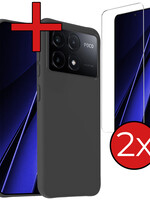 BTH BTH Xiaomi Poco X6 Pro Hoesje Siliconen Met 2x Screenprotector - Zwart