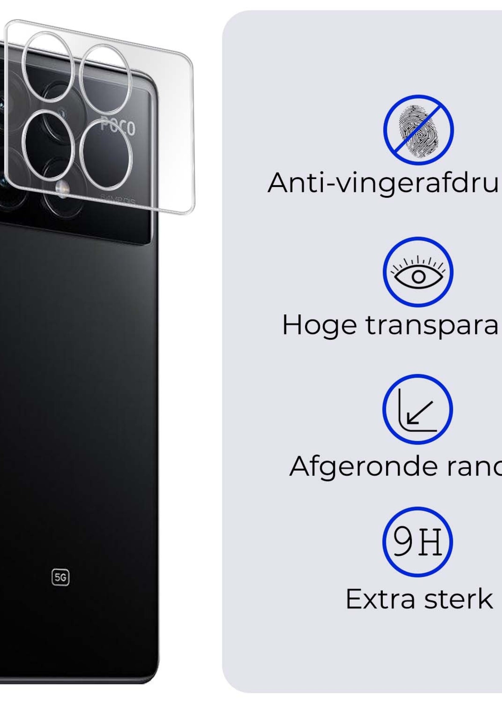 BTH Screenprotector Geschikt voor Xiaomi Poco X6 Pro 5G Camera Lens Screenprotector Glas - Screenprotector Geschikt voor Xiaomi Poco X6 Pro Screenprotector Camera Protector Gehard Glas - 2 PACK