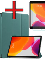 BTH BTH iPad 10.2 2019 Hoesje Met Uitsparing Apple Pencil Met Screenprotector - Donkergroen
