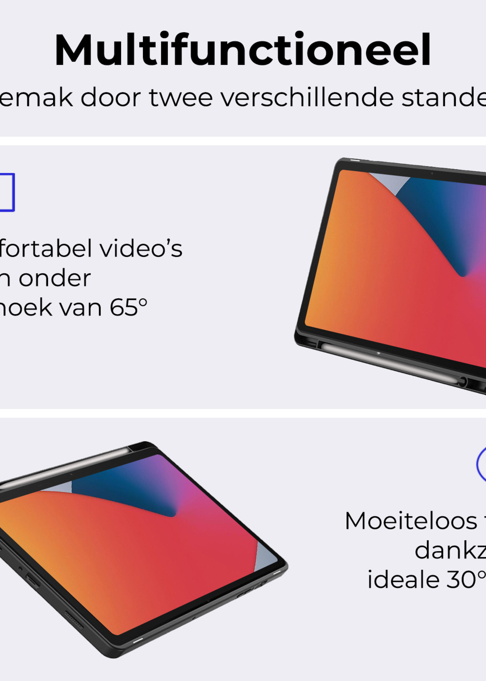 BTH Hoes Geschikt voor iPad 10.2 2020 Hoes Book Case Hoesje Trifold Cover Met Uitsparing Geschikt voor Apple Pencil Met Screenprotector - Hoesje Geschikt voor iPad 8 Hoesje Bookcase - Donkergroen