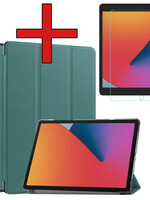 BTH BTH iPad 10.2 2020 Hoesje Met Uitsparing Apple Pencil Met Screenprotector - Donkergroen