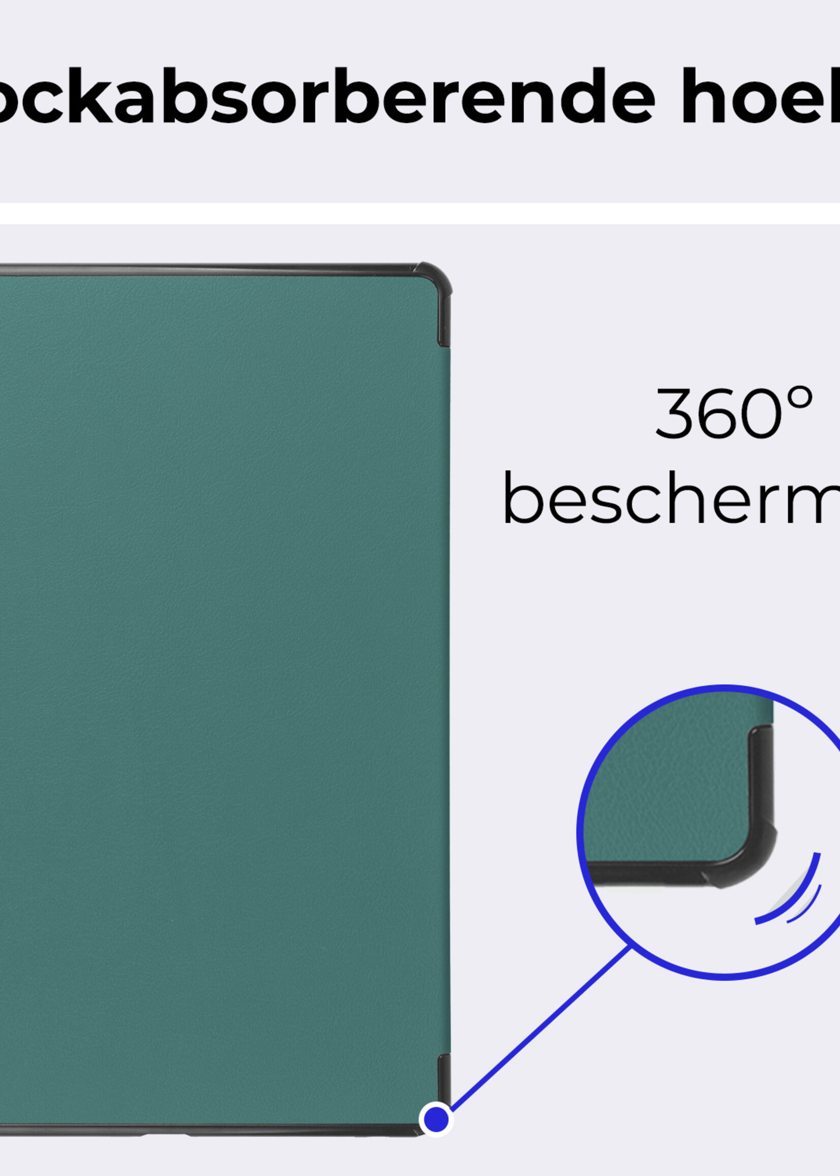 BTH Hoes Geschikt voor iPad 10.2 2021 Hoes Book Case Hoesje Trifold Cover Met Uitsparing Geschikt voor Apple Pencil Met Screenprotector - Hoesje Geschikt voor iPad 9 Hoesje Bookcase - Donkergroen