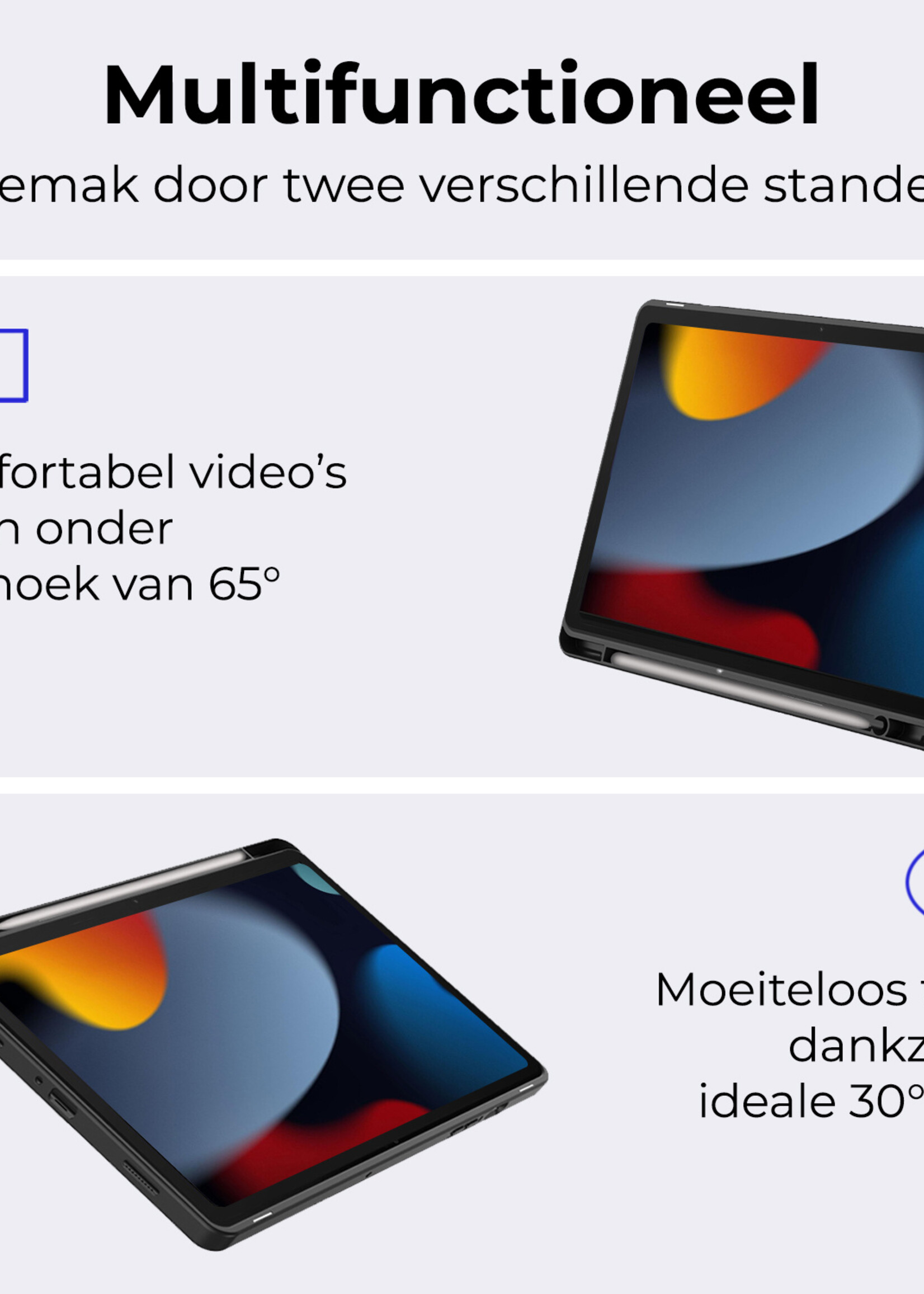 BTH Hoes Geschikt voor iPad 10.2 2021 Hoes Book Case Hoesje Trifold Cover Met Uitsparing Geschikt voor Apple Pencil Met Screenprotector - Hoesje Geschikt voor iPad 9 Hoesje Bookcase - Donkergroen