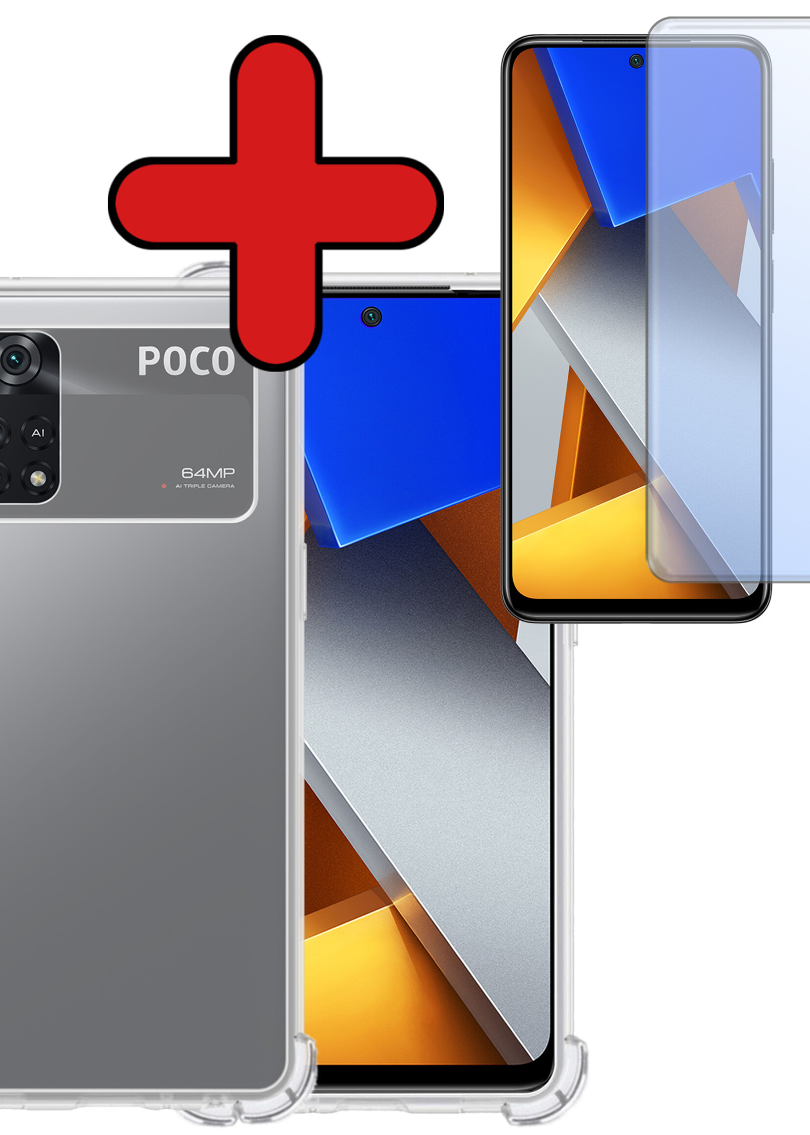 BTH Xiaomi Poco X4 Pro 5G Hoesje Siliconen Shock Proof Case Hoes Met Screenprotector - Xiaomi Poco X4 Pro 5G Hoes Cover Case Shockproof - Transparant