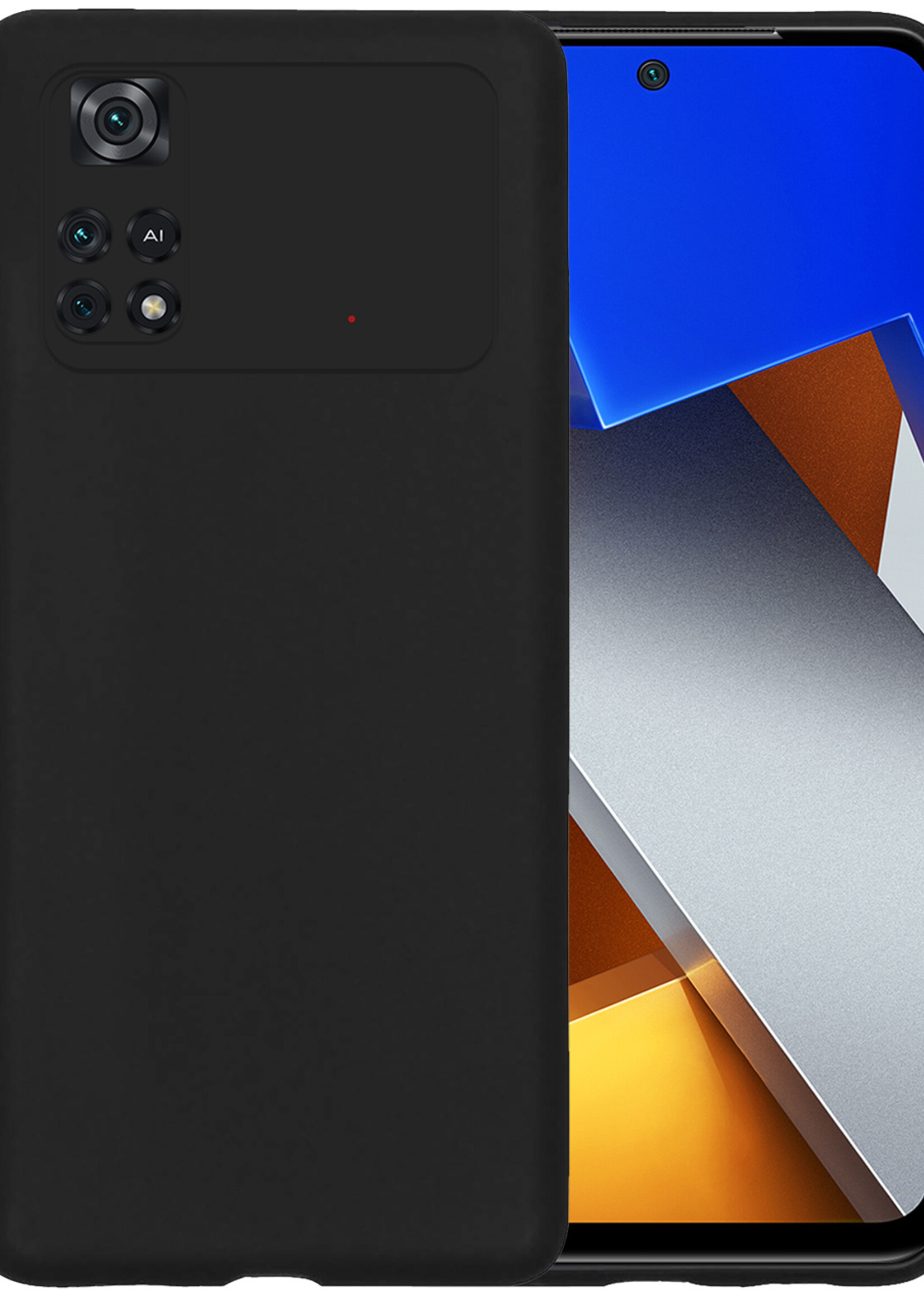 BTH Xiaomi Poco X4 Pro 5G Hoesje Siliconen Case Cover - Xiaomi Poco X4 Pro 5G Hoesje Cover Hoes Siliconen - Zwart