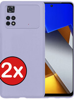 BTH BTH Xiaomi Poco X4 Pro 5G Hoesje Siliconen - Lila - 2 PACK