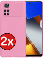 BTH BTH Xiaomi Poco X4 Pro 5G Hoesje Siliconen - Lichtroze - 2 PACK