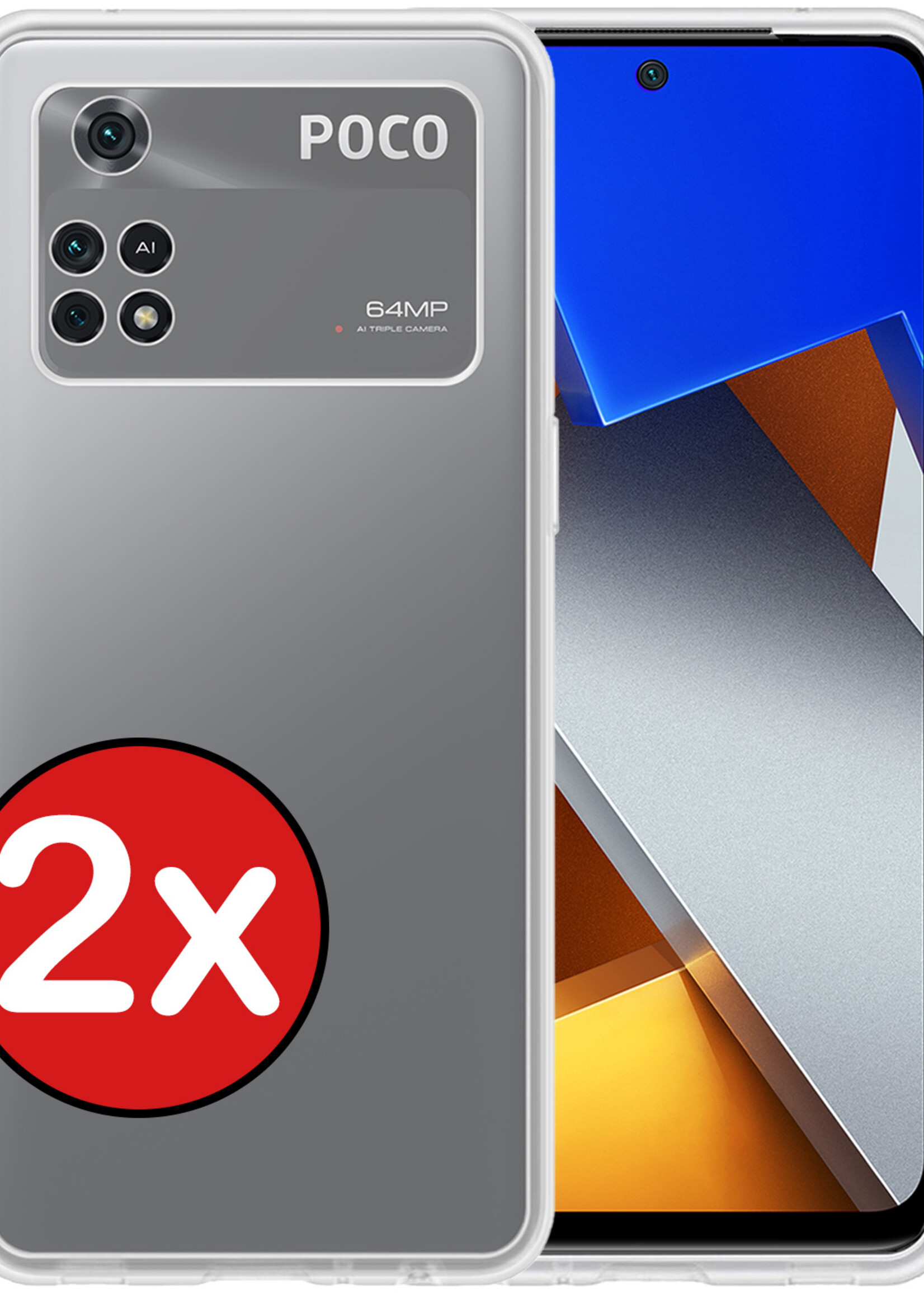 BTH Xiaomi Poco X4 Pro 5G Hoesje Siliconen Case Cover - Xiaomi Poco X4 Pro 5G Hoesje Cover Hoes Siliconen - Transparant - 2 PACK