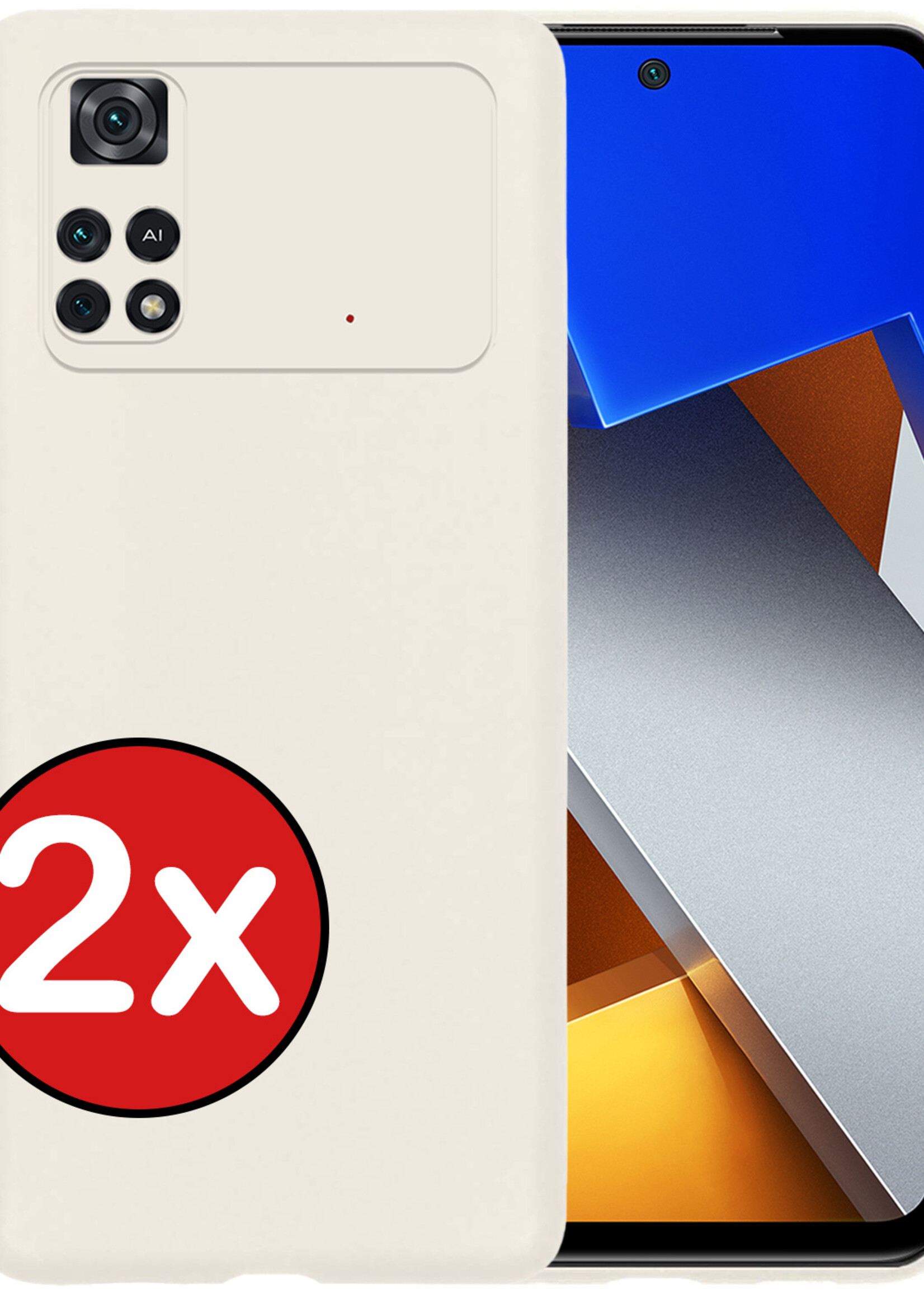 BTH Xiaomi Poco X4 Pro 5G Hoesje Siliconen Case Cover - Xiaomi Poco X4 Pro 5G Hoesje Cover Hoes Siliconen - Wit - 2 PACK