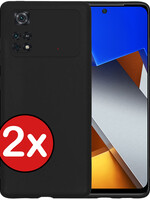 BTH BTH Xiaomi Poco X4 Pro 5G Hoesje Siliconen - Zwart - 2 PACK