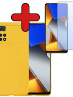 BTH BTH Xiaomi Poco X4 Pro 5G Hoesje Siliconen Met Screenprotector - Geel