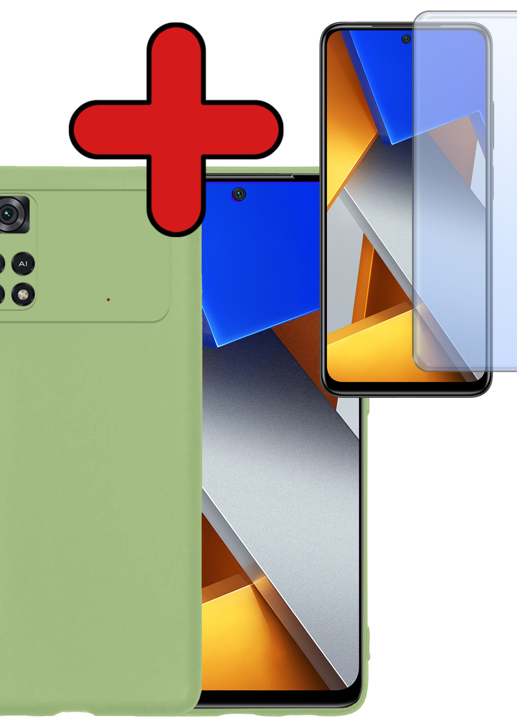 BTH Xiaomi Poco X4 Pro 5G Hoesje Siliconen Case Cover Met Screenprotector - Xiaomi Poco X4 Pro 5G Hoesje Cover Hoes Siliconen - Groen