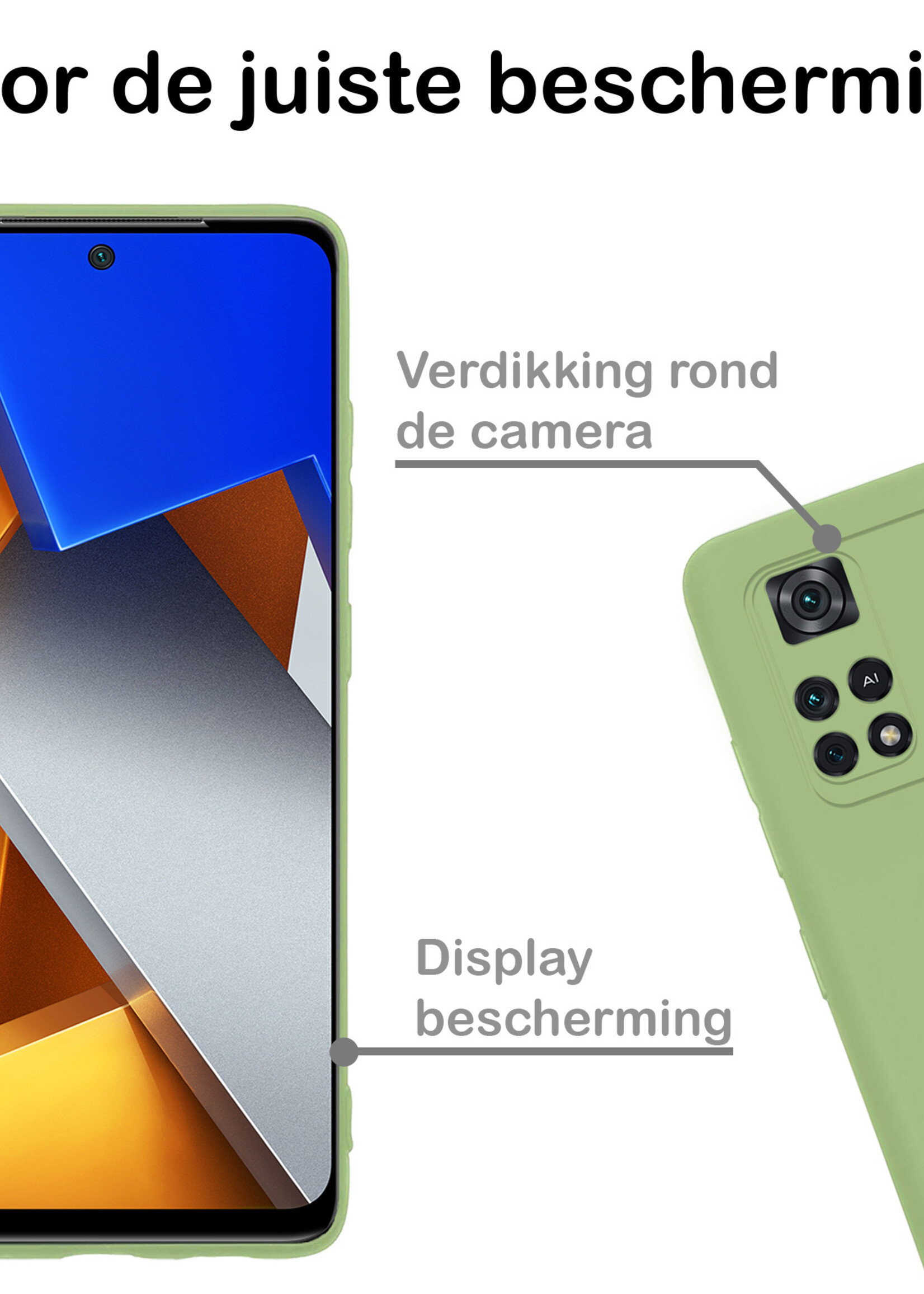 BTH Xiaomi Poco X4 Pro 5G Hoesje Siliconen Case Cover Met Screenprotector - Xiaomi Poco X4 Pro 5G Hoesje Cover Hoes Siliconen - Groen