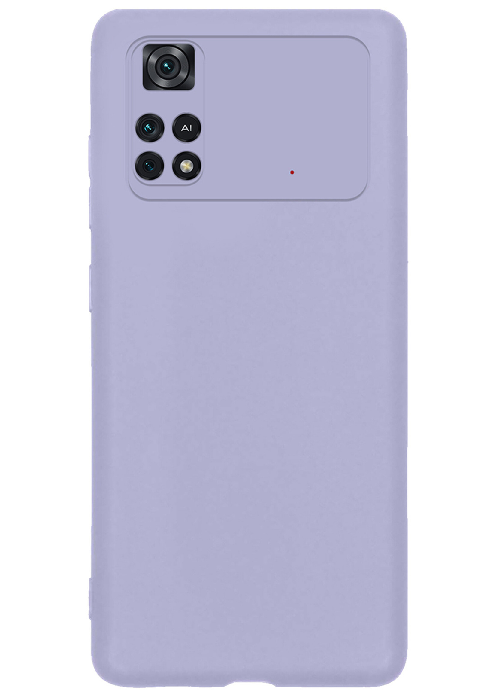 BTH Xiaomi Poco X4 Pro 5G Hoesje Siliconen Case Cover Met Screenprotector - Xiaomi Poco X4 Pro 5G Hoesje Cover Hoes Siliconen - Lila
