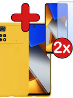 BTH BTH Xiaomi Poco X4 Pro 5G Hoesje Siliconen Met 2x Screenprotector - Geel