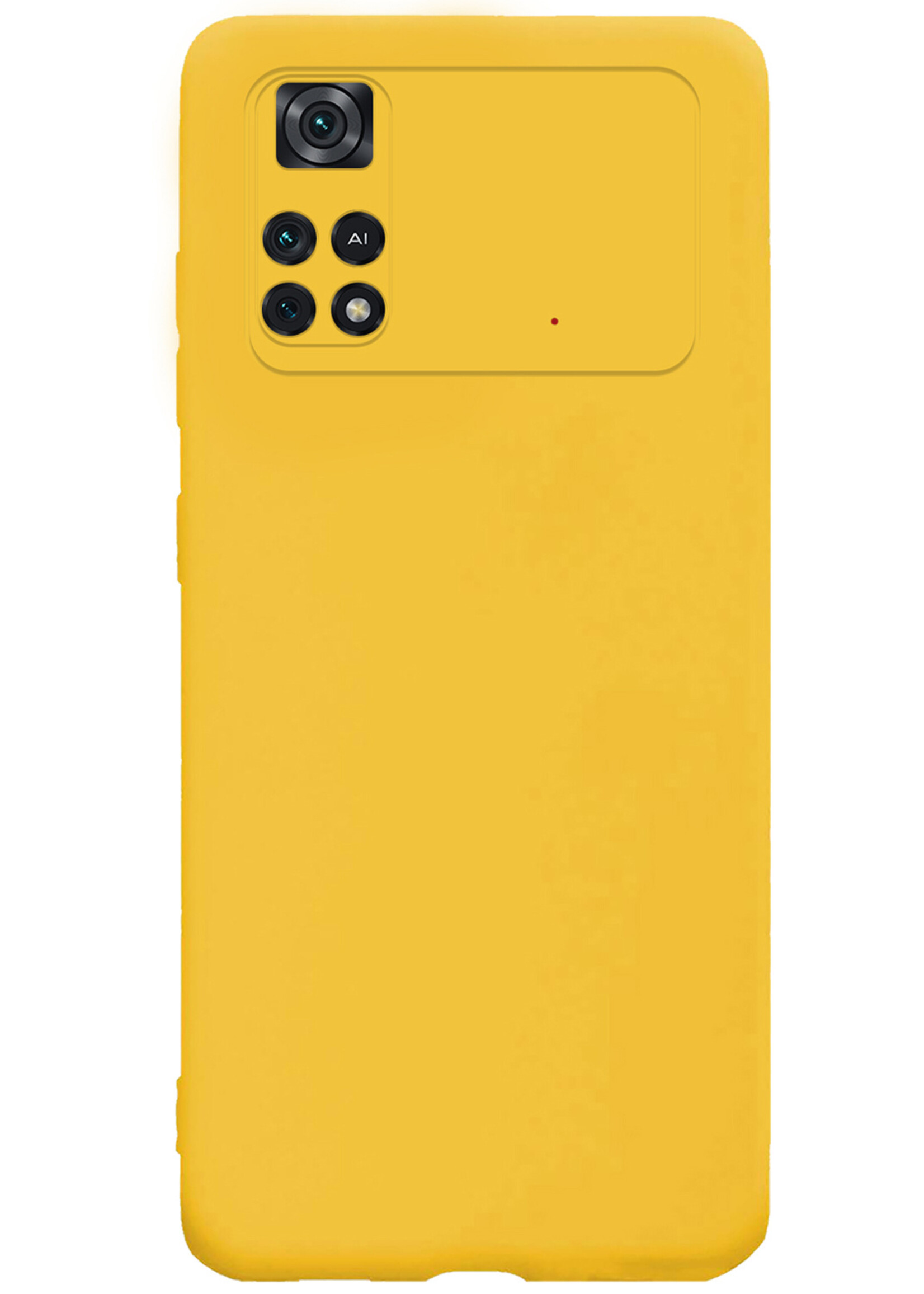 BTH Xiaomi Poco X4 Pro 5G Hoesje Siliconen Case Cover Met 2x Screenprotector - Xiaomi Poco X4 Pro 5G Hoesje Cover Hoes Siliconen - Geel