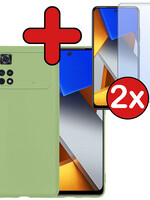 BTH BTH Xiaomi Poco X4 Pro 5G Hoesje Siliconen Met 2x Screenprotector - Groen