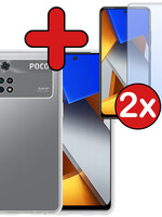 BTH BTH Xiaomi Poco X4 Pro 5G Hoesje Siliconen Met 2x Screenprotector - Transparant
