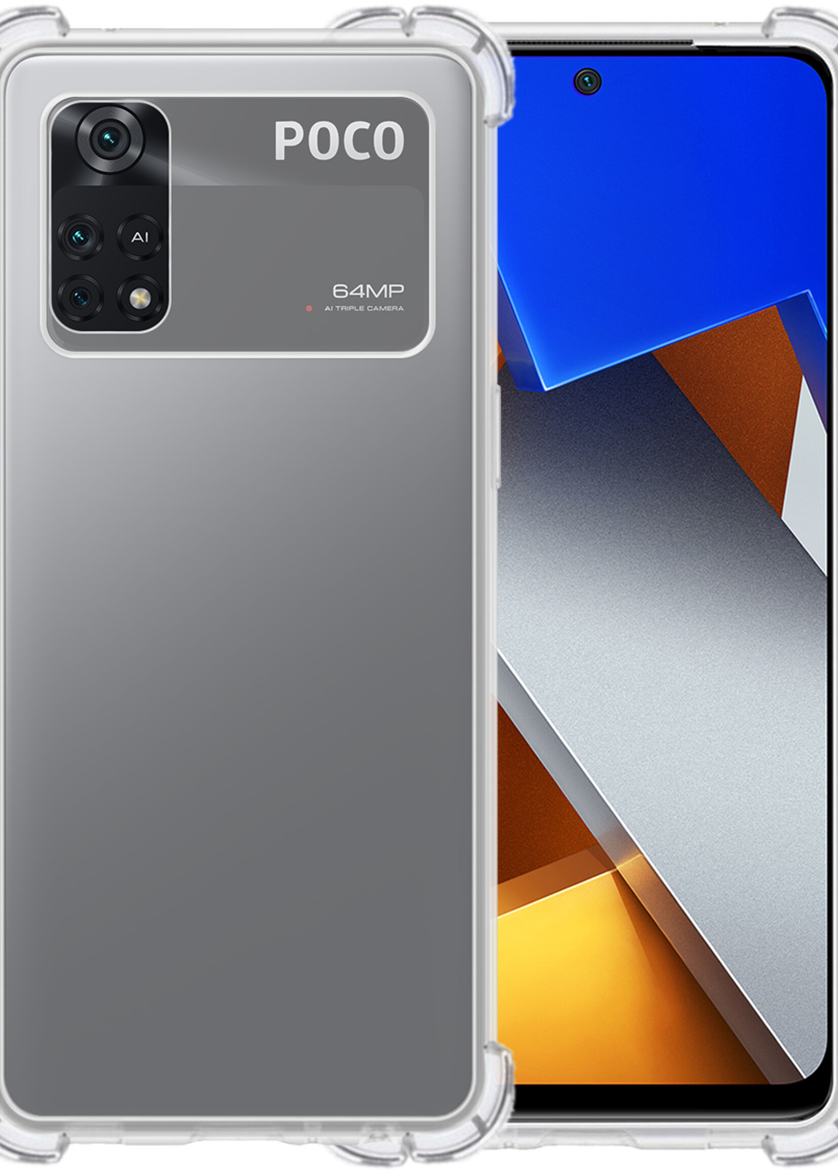 BTH Hoesje Geschikt voor Poco M4 Pro 4G Hoesje Siliconen Shock Proof Case Hoes - Hoes Geschikt voor Xiaomi Poco M4 Pro 4G Hoes Cover Case Shockproof - Transparant