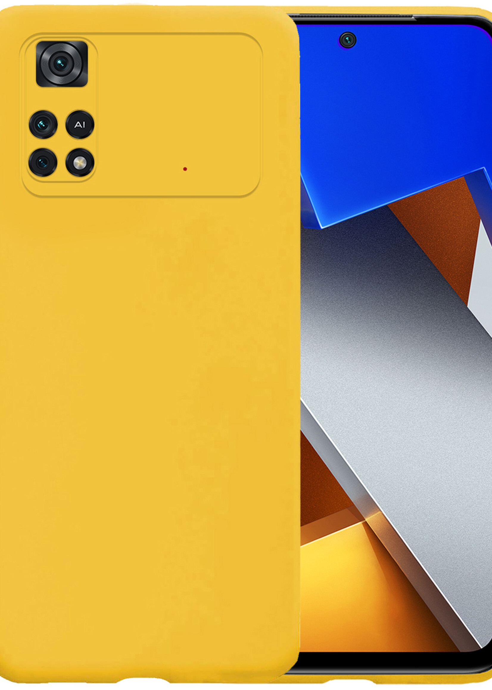 BTH Hoesje Geschikt voor Poco M4 Pro 4G Hoesje Siliconen Case Hoes - Hoes Geschikt voor Xiaomi Poco M4 Pro 4G Hoes Cover Case - Geel