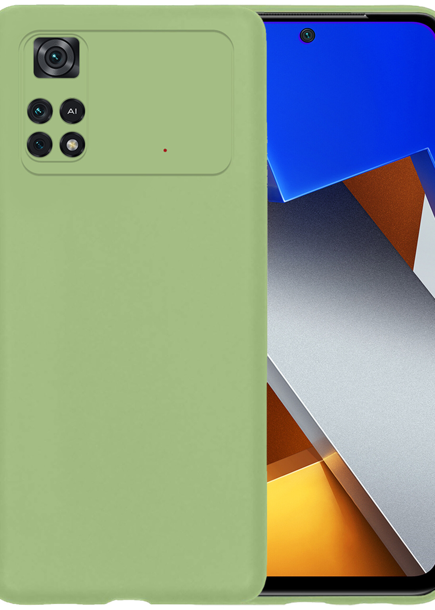BTH Hoesje Geschikt voor Poco M4 Pro 4G Hoesje Siliconen Case Hoes - Hoes Geschikt voor Xiaomi Poco M4 Pro 4G Hoes Cover Case - Groen