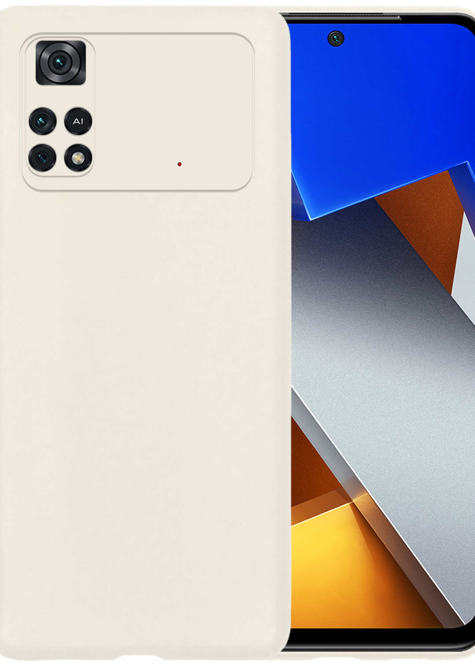 BTH Hoesje Geschikt voor Poco M4 Pro 4G Hoesje Siliconen Case Hoes - Hoes Geschikt voor Xiaomi Poco M4 Pro 4G Hoes Cover Case - Wit