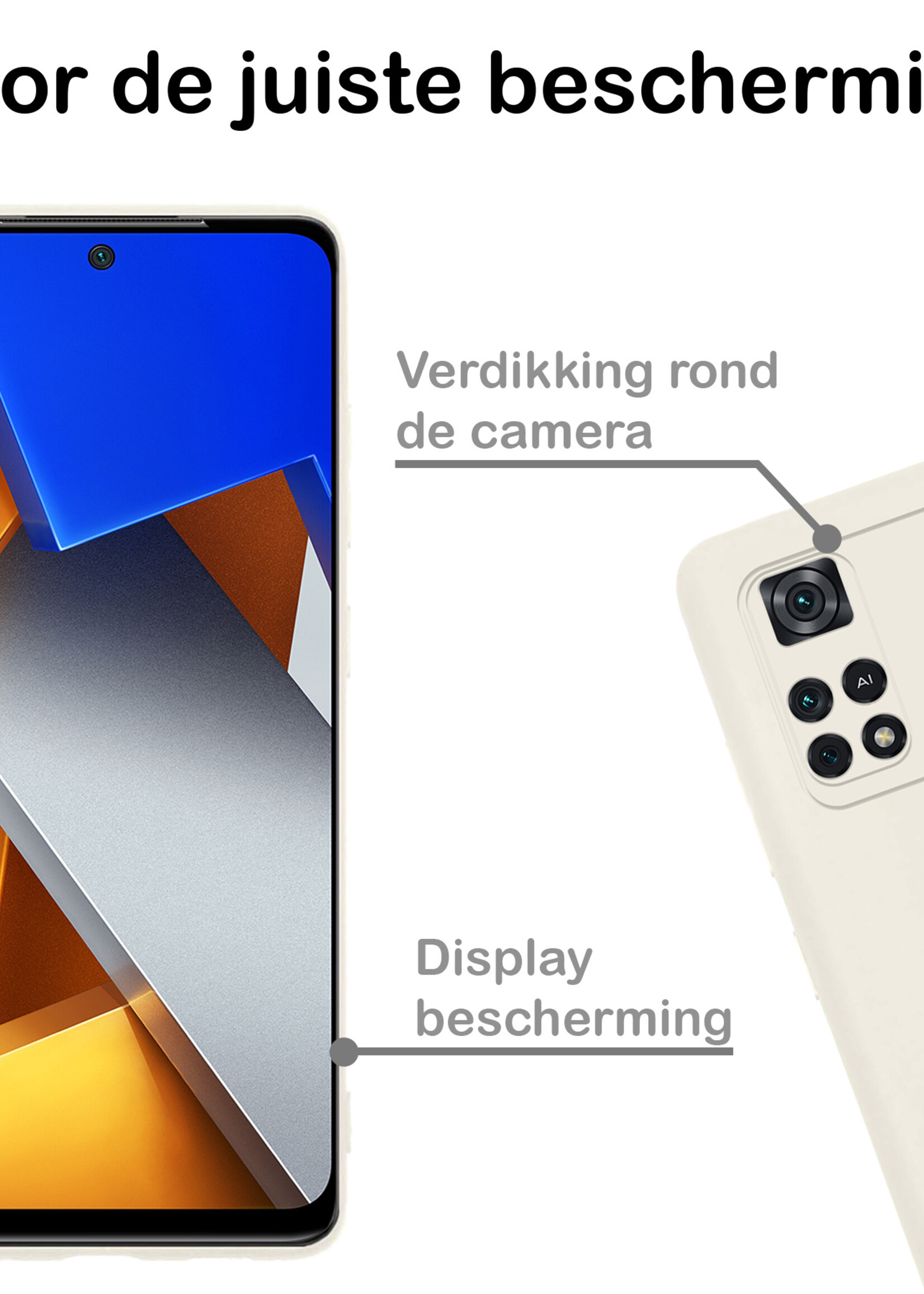 BTH Hoesje Geschikt voor Poco M4 Pro 4G Hoesje Siliconen Case Hoes - Hoes Geschikt voor Xiaomi Poco M4 Pro 4G Hoes Cover Case - Wit